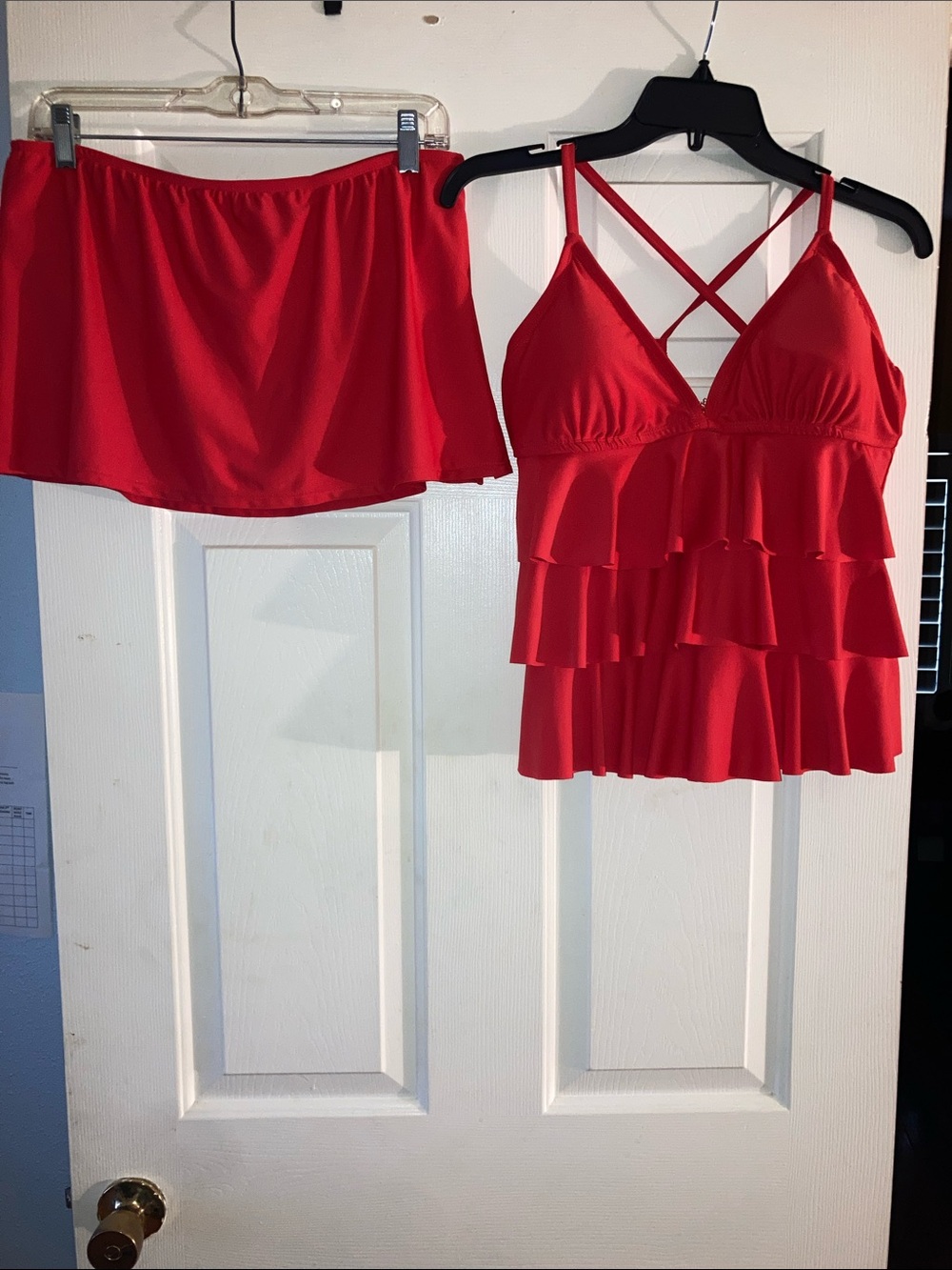 Catalina Red Ruffled Tankini Swim Top with Skirted Bottom